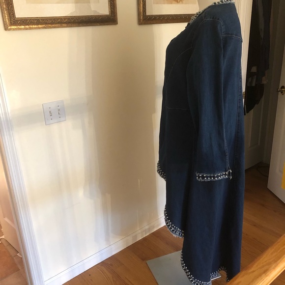 Denim HiLow jacket with pearls and stones - Picture 4 of 4